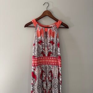Studio One | Coral and Gray Maxi Dress (Size L)